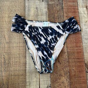 Asos mesh strap bikini bottom in smudge black and cream women's 6